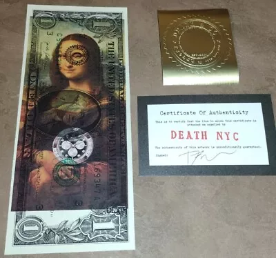Death NYC Ltd Ed Signed Art US DOLLAR Bill $1 Bank Note Mona Lisa Rolex Watch • $79.99