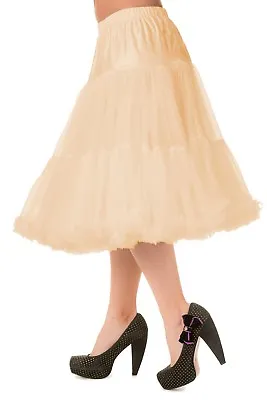 £38.99 • Buy Champagne 50's Rockabilly Super Soft 26 Inches Petticoat Skirt By BANNED Apparel