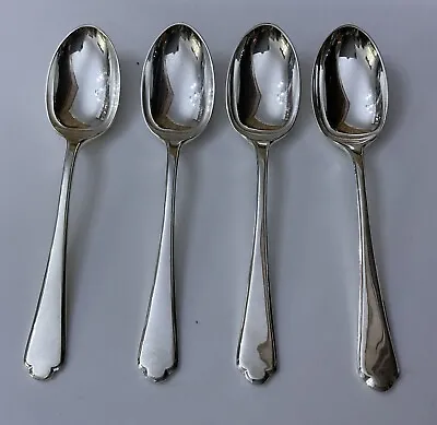 VINTAGE 4 WALKER & HALL SILVER PLATE 18cm EPNS ST JAMES DESSERT SPOONS CUTLERY • £40