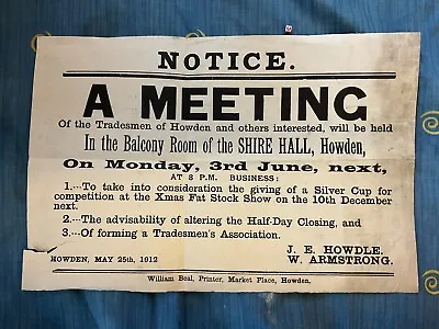  Howden East Riding Of Yorkshire  Poster  Agriculture Item  1912 • £23.99