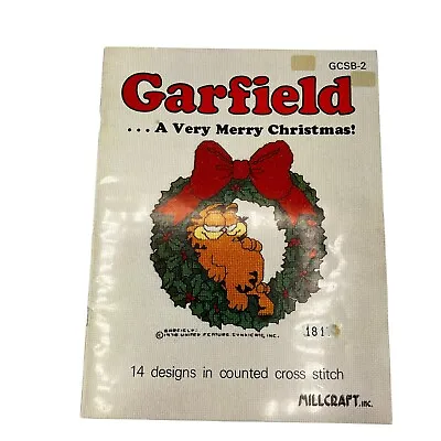 Garfield A Very Merry Christmas Cross Stitch 1978 Millcraft GCSB-2 Vintage • $10.95