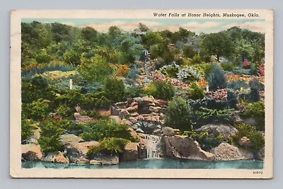 Postcard Water Falls At Honor Heights Muskogee Oklahoma C1941 • $4.99