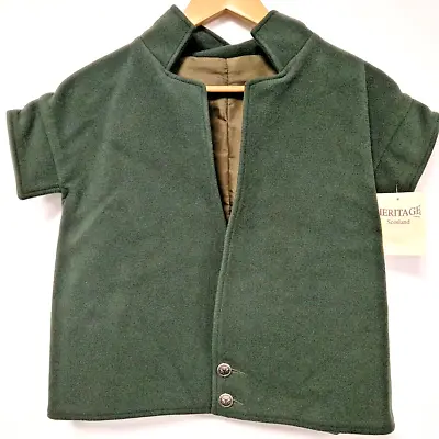 Heritage Clothing Scotland Dark Green Jacobite Waistcoat 100% Wool Lined Size L • £25