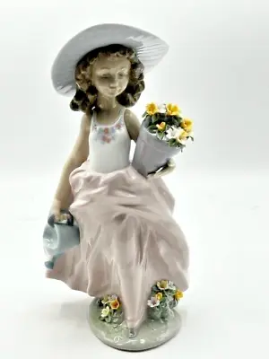 Lladro #7676  A Wish Come True  Porcelain Figurine - Girl With Flowers - Retired • $149