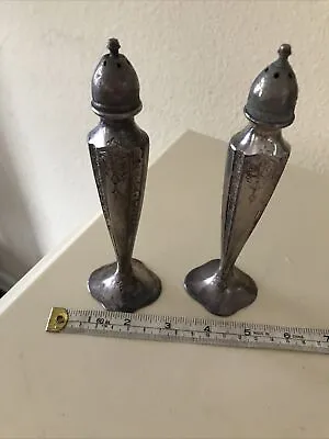 Vintage W.B. Mfg. Co. Salt And Pepper Shakers Silver Plate Marked W.B. #2784 • $15