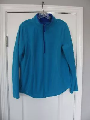 Made For Life Activewear Velour 1/4 Zip Top Jacket Turquoise 100% Poly Size M • $15.99