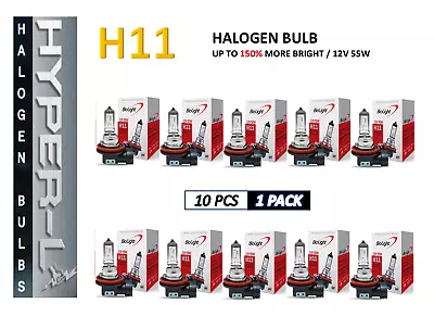 H11 Halogen 12V 55W Super Bright Upgrade Headlight Bulb-150% More Light(10 Pack) • $27.50