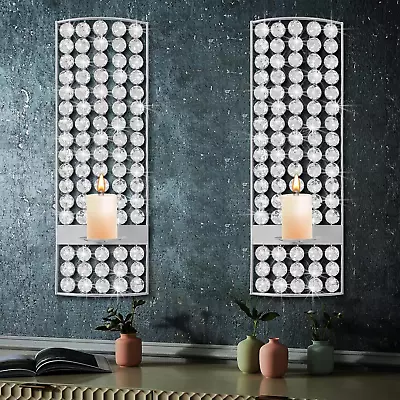 5.9 * 16.5 Inch Rhinestone Candle Sconces Sparkling Crystal Bling Diamonds Metal • $48.99