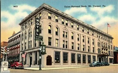 1940's. Union Nat'l Bank. Mt. Carmel Pa. Postcard Tm14 • $7