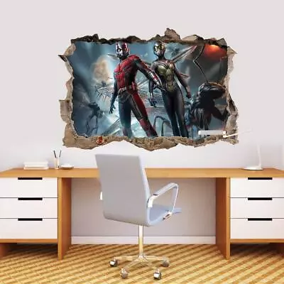 Ant Man And The Wasp Marvel Decal 3D Smashed Wall Sticker Art Mural Kids J1292 • $12.29