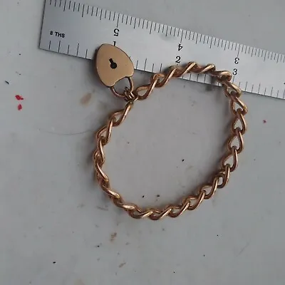 Tiny Antique GP Gold Plated Bracelet & Heart Lock Padlock • $85