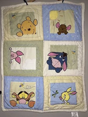 Vtg. Winnie The Pooh & Friends Peeking Pooh Crib Textured Quilt Blanket Disney • $45