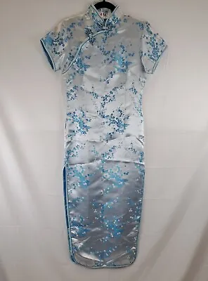 Laogudai Chinese Mandarin Traditional Dress Floral Blue • £9.99