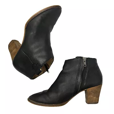 Madewell Billie Boots Womans 7.5 Black Leather Upper Ankle Booties E0191 • $35