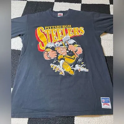 Vtg 90's Nutmeg Pittsburgh Steelers AOP Jack Davis Tee Size XL. • $69