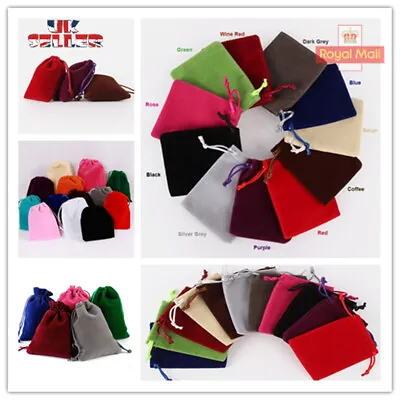 1-50pcs Soft Velvet Drawstring Gift Bags Wedding Jewellery Party Pouch Bags UK • £13.49