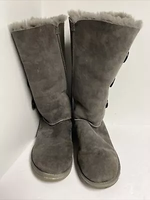 UGG Bailey Button Triplet II Gray Fur Tall Boots Womens Size 10 US • $39.99