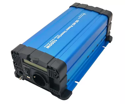 Voltage Converter FS1000D 24V 1000/2000 Watt Pure Sine BLUE Display Inverter • £118.93