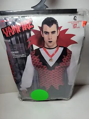 Vampire Costume Cape Vest Shirt Halloween Cosplay - Adult Size Red White  • $18.80
