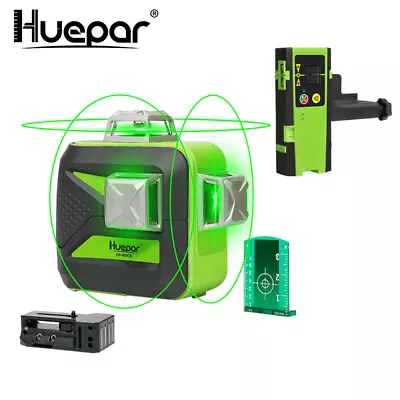 Huepar 360 3D Cross Line Laser Level Green Self Leveling 200FT+ Laser Receiver • $169.99