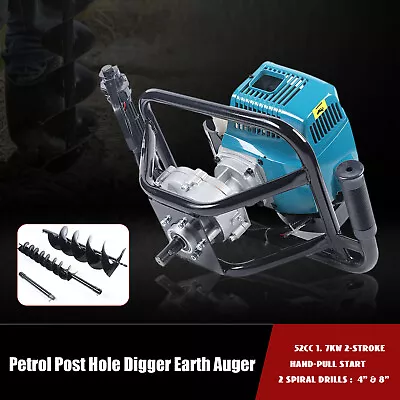 52CC Gas Powered Ground Post Hole Digger+2*Earth Auger Drill Bits+Extention Bar • $142.51