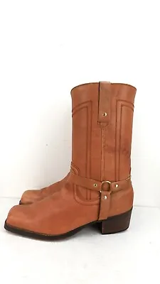 Vintage C Mance Moto Mid Calf Boots In Tan Leather Size EU44/UK10/US11 • $185