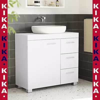 White Under Sink Bathroom Vanity Unit Wash Basin Base Cabinet Drawers Cupboard • £72.95