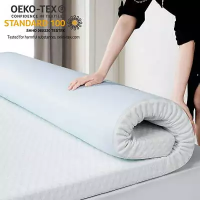 3 In Gel Memory Foam Mattress Topper King Queen Full Twin Bamboo Fiber Bed Pads • $86.36