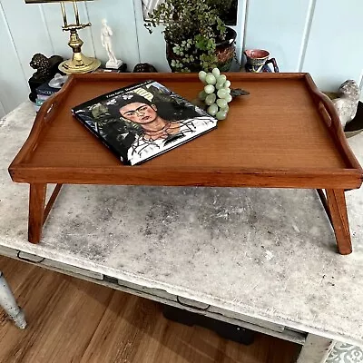 Vintage Mid Century Danish Modern Wood Teak Breakfast / Bed Folding Tray • $135