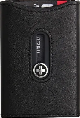 Wagner Swiss Wallet Black Easy Button Hold Credit ID Business Cards Napa Leather • $58.19