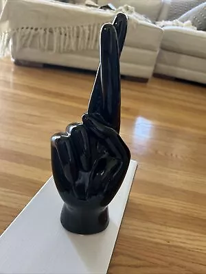 12” Hand Statue Fingers Crossed Black Sculpture Z-gallerie Good Luck Goodbye • $10