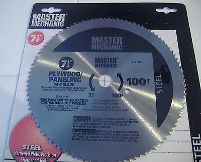 7 1/4  100 Tooth  Steel Plywood Paneling Circular Saw Blade  Master Mechanic • $12.39