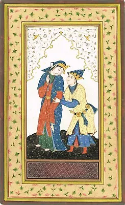 Handmade Persian Miniature Painting Of Persian Couple Art On Paper 6.5x11 Inches • $609.99
