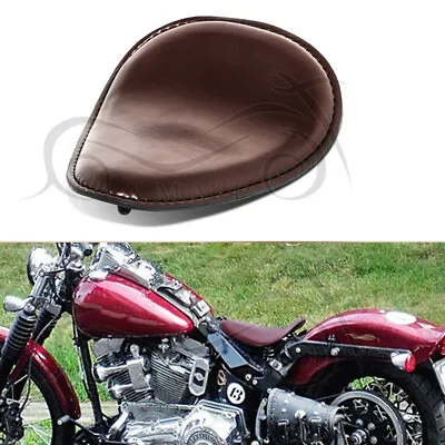 Brown Driver Leather Solo Seat Pad For Harley Dyna FXDF Honda Yamaha V Star 950 • $35.98