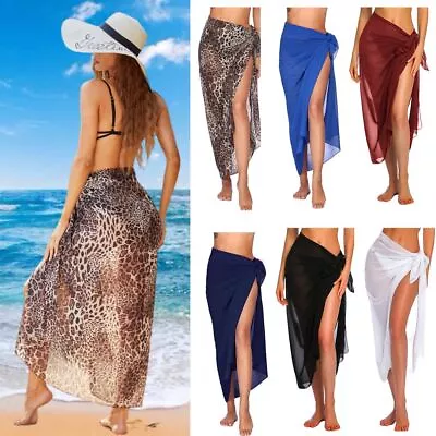 £7.89 • Buy Long Sarong Swimsuit Coverup Bathing Suit Bottom Beach Skirt Sexy Wrap Dress