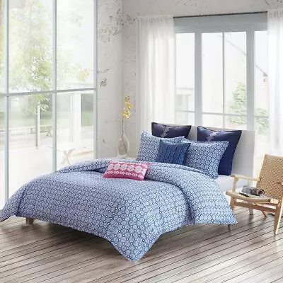 New Echo Design Cotton Shibori Reversible Print Twin Duvet Cover Set Blue • $76.49