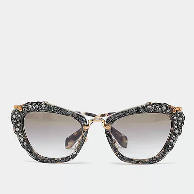 Miu Miu Grey Glitter/Grey Gradient SMU04Q Cat-Eye Sunglasses • $294