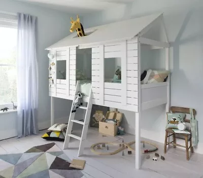 Noa And Nani Christopher Treehouse Midsleeper Bed In Classic White RRP £649 • £225