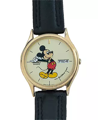 Vintage Mickey Mouse Day/Date  Seiko Quartz Watch 5Y23-7079 EXC++ • $115