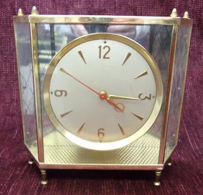 VINTAGE Brass & Glass Plugin Clock USA Mastercrafters Electric Mid-Century Works • $29.95