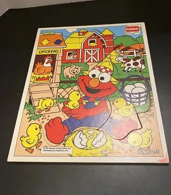 VTG Playskool Sesame Street E I E I Elmo Farm 315-38 Wood Puzzle 9 Pieces • $7.83