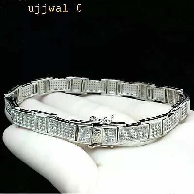 9Ct Round Cut Lab Created Diamond Stylish Bracelet Men's 14K White Gold Plated • $399.99