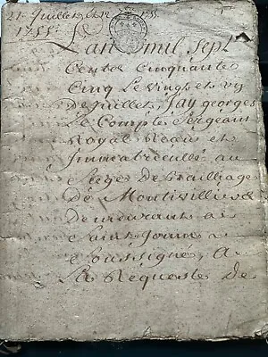 Original  1755 Antique French Official HANDWRITTEN VELLUM - Succession 40 Pages • $99
