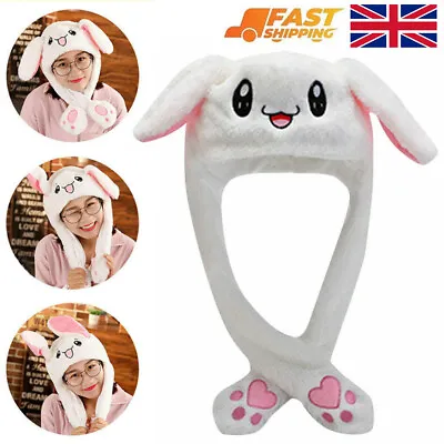 Lovely Plush Rabbit Bunny Hat Animals Ear Moving Jumping Hat Ear Flap Cap Gift • £6.95