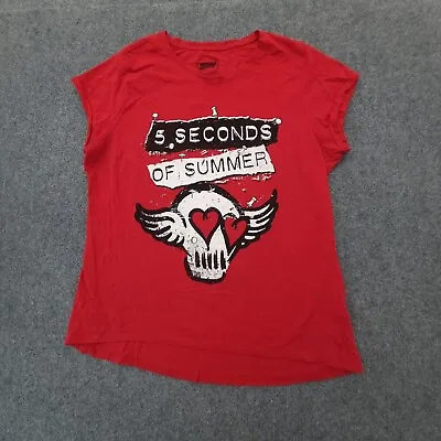 5 Seconds Of Summer Shirt Womens XLARGE Red Music Short Sleeve T-Shirt Size XL • $11.49