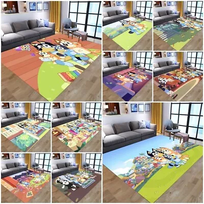 Kids Bluey 3D Bedroom Living Room Carpet Anti-Slip Rug Doormat Floor Mat Gift • £11.99
