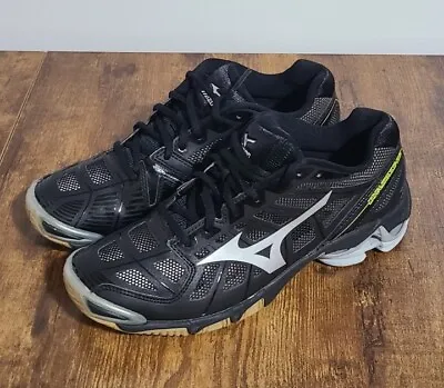 Mizuno Womens Sz 9 Wave Lightning RX2 Black Lace Up Low Top Volleyball Shoes • $24.99