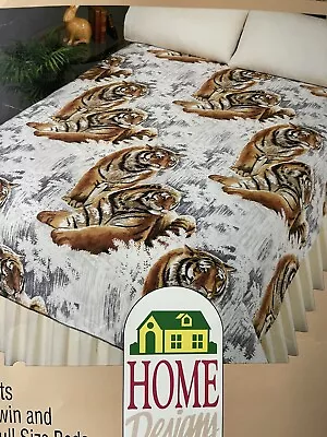 Vintage 80s Owen Full Twin Tiger Blanket 72” X 90” Made In USA • $20