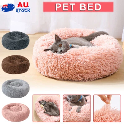 Pet Dog Cat Calming Bed Warm Soft Plush Round Nest Comfy Sleeping Kennel Cave  • $12.59