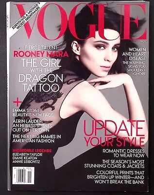 2011 Rooney Mara Vogue Nov Emma Stone Elizabeth Taylor  Newsstand No Label Z1994 • $9.02